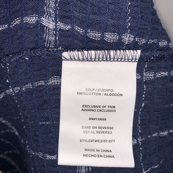 Altar’d State Linen Blue & White Plaid Top W/Bell Sleeves - Picture 7 of 7